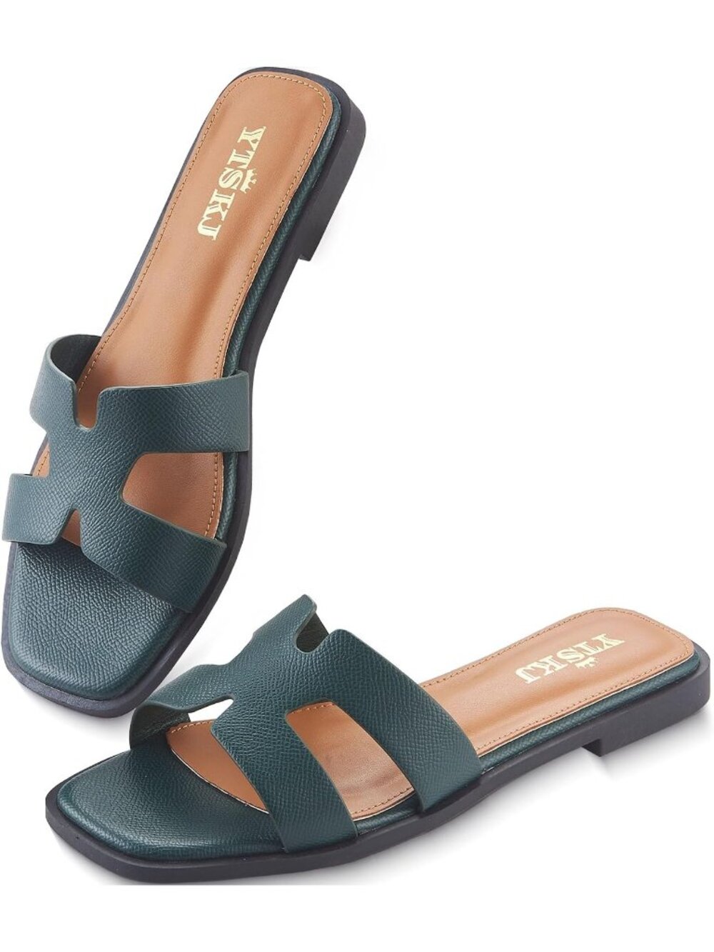 🆕Women's Green Comfortable Flat Open Toe Casual Wide Width Cute Shoes